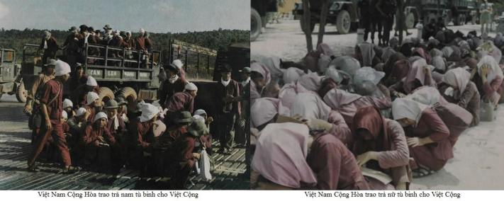 Nữ tù binh Việt Cộng lấy khăn che kín mặt tại sân trại giam Cần Thơ. Nguồn: tài liệu Huỳnh Tâm.